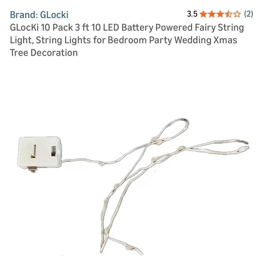10 Pack 6.6ft 20 LEDs Battery‎ Operated Mini LED Copper Wire String Fairy Lights